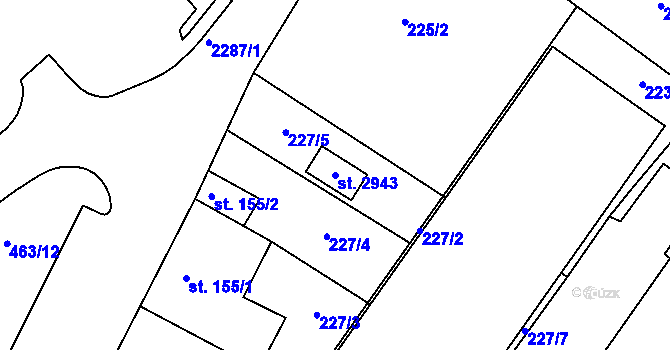 Parcela st. 2943 v KÚ Tišnov, Katastrální mapa