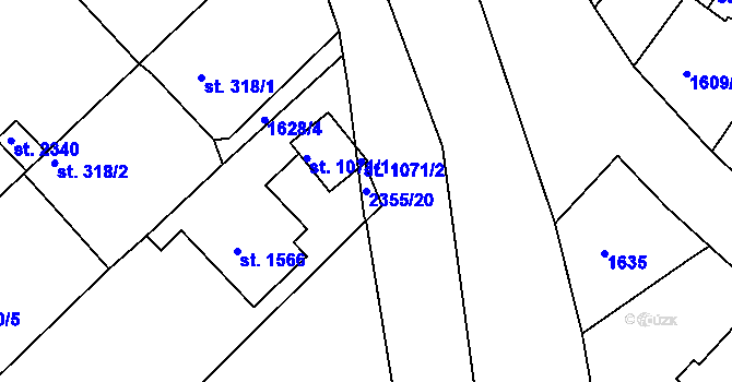 Parcela st. 2355/20 v KÚ Tišnov, Katastrální mapa