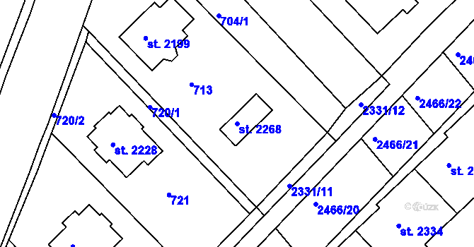 Parcela st. 2268 v KÚ Tišnov, Katastrální mapa