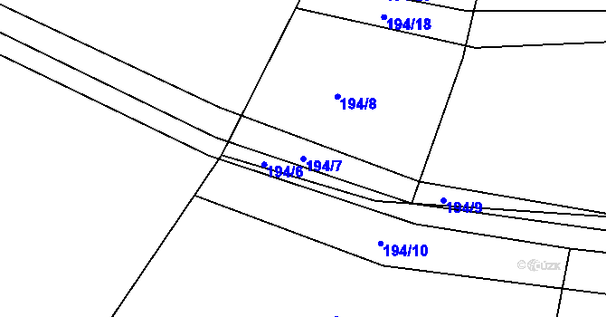 Parcela st. 194/7 v KÚ Předklášteří, Katastrální mapa