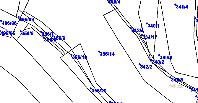 Parcela st. 356/14 v KÚ Předklášteří, Katastrální mapa