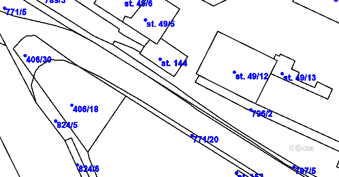 Parcela st. 771/16 v KÚ Předklášteří, Katastrální mapa