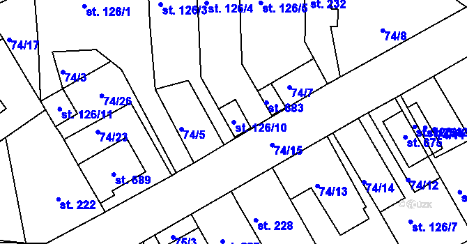 Parcela st. 126/10 v KÚ Předklášteří, Katastrální mapa