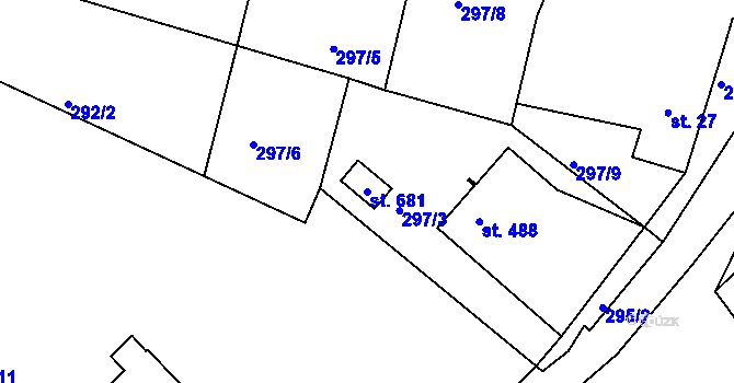 Parcela st. 681 v KÚ Předklášteří, Katastrální mapa