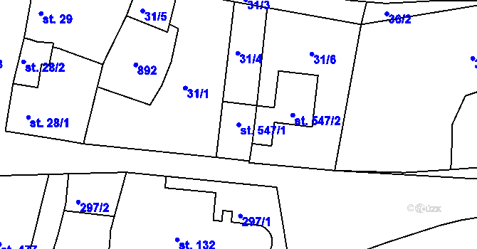 Parcela st. 547/1 v KÚ Předklášteří, Katastrální mapa
