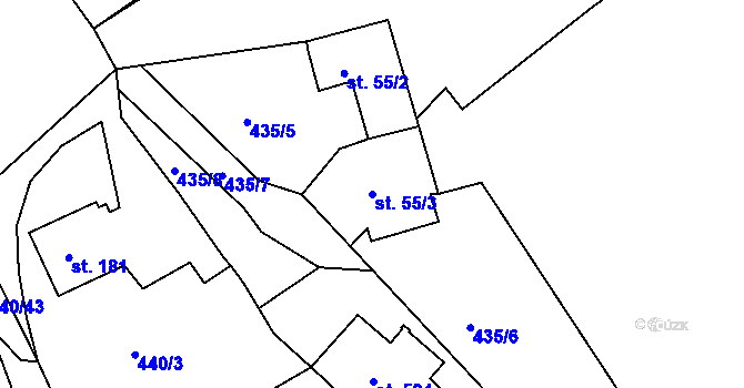 Parcela st. 55/3 v KÚ Předklášteří, Katastrální mapa