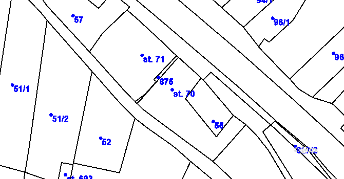 Parcela st. 70 v KÚ Předklášteří, Katastrální mapa