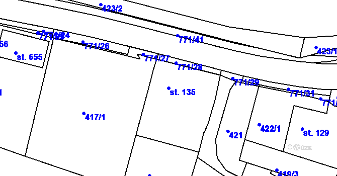 Parcela st. 135 v KÚ Předklášteří, Katastrální mapa