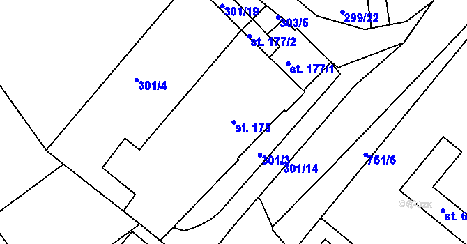 Parcela st. 175 v KÚ Předklášteří, Katastrální mapa