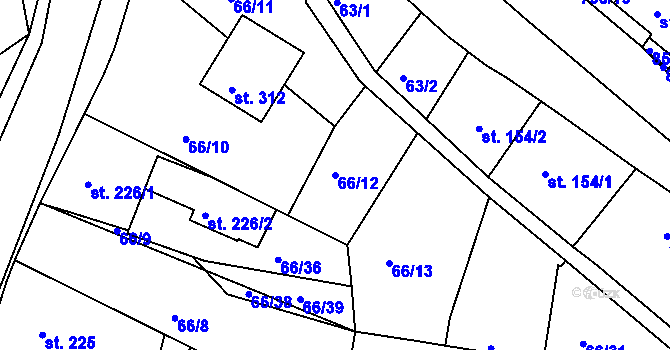 Parcela st. 66/12 v KÚ Předklášteří, Katastrální mapa