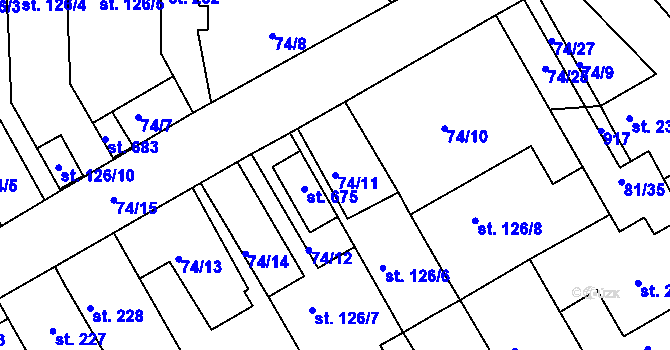 Parcela st. 74/11 v KÚ Předklášteří, Katastrální mapa