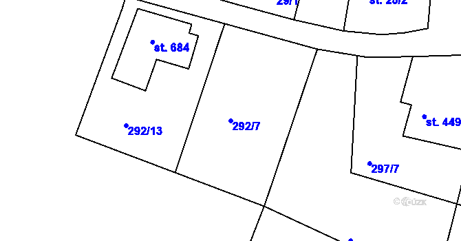 Parcela st. 292/7 v KÚ Předklášteří, Katastrální mapa