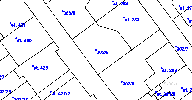 Parcela st. 302/6 v KÚ Předklášteří, Katastrální mapa