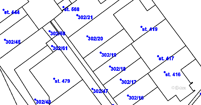 Parcela st. 302/19 v KÚ Předklášteří, Katastrální mapa