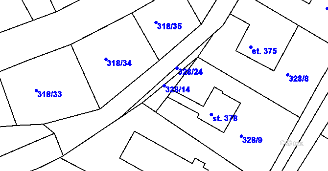 Parcela st. 328/14 v KÚ Předklášteří, Katastrální mapa
