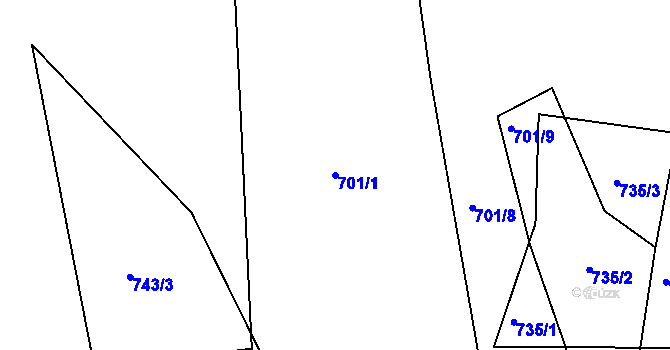 Parcela st. 701/1 v KÚ Předklášteří, Katastrální mapa