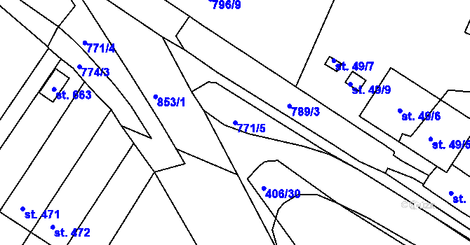Parcela st. 771/5 v KÚ Předklášteří, Katastrální mapa