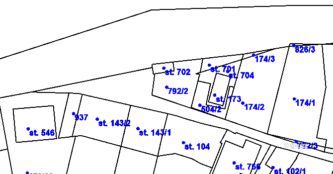 Parcela st. 792/2 v KÚ Předklášteří, Katastrální mapa