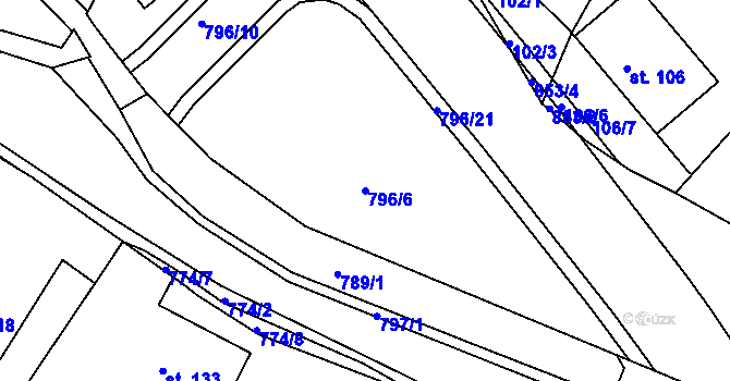 Parcela st. 796/6 v KÚ Předklášteří, Katastrální mapa
