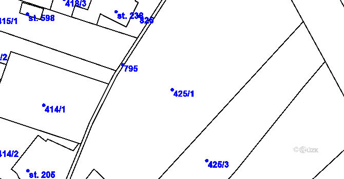 Parcela st. 425/1 v KÚ Předklášteří, Katastrální mapa