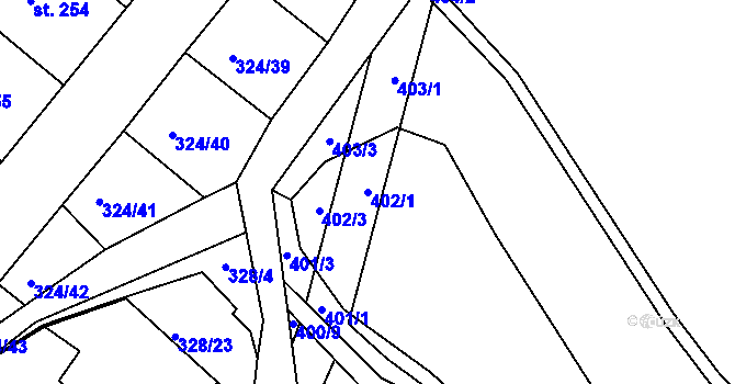 Parcela st. 402/1 v KÚ Předklášteří, Katastrální mapa