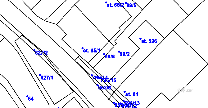 Parcela st. 99/6 v KÚ Předklášteří, Katastrální mapa