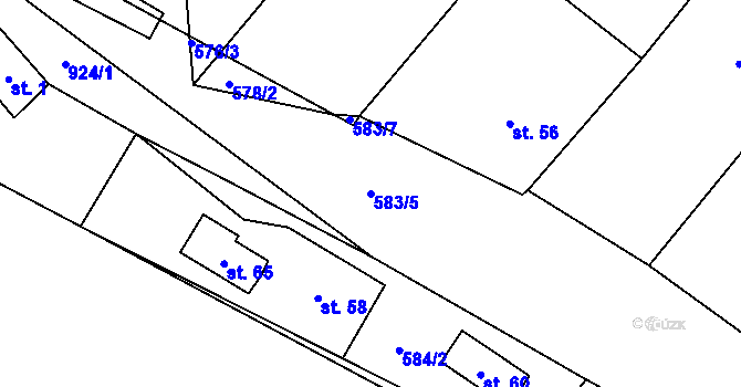 Parcela st. 583/5 v KÚ Tišnovská Nová Ves, Katastrální mapa