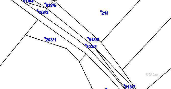 Parcela st. 203/2 v KÚ Tišnovská Nová Ves, Katastrální mapa