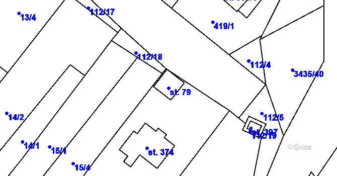 Parcela st. 79 v KÚ Tištín, Katastrální mapa