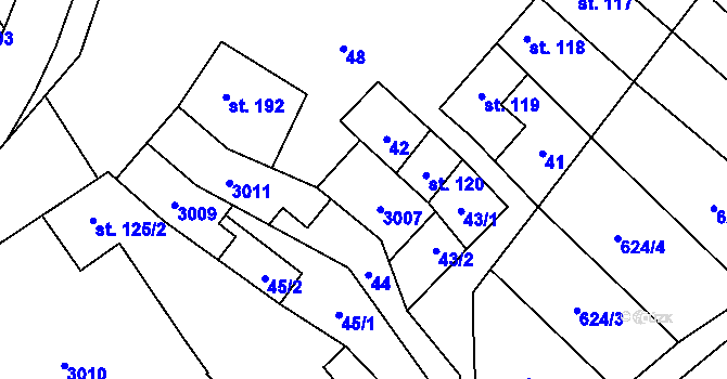 Parcela st. 121 v KÚ Tištín, Katastrální mapa