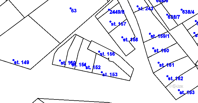 Parcela st. 156 v KÚ Tištín, Katastrální mapa