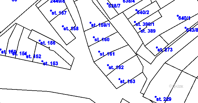 Parcela st. 161 v KÚ Tištín, Katastrální mapa