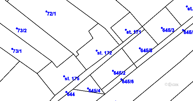 Parcela st. 172 v KÚ Tištín, Katastrální mapa