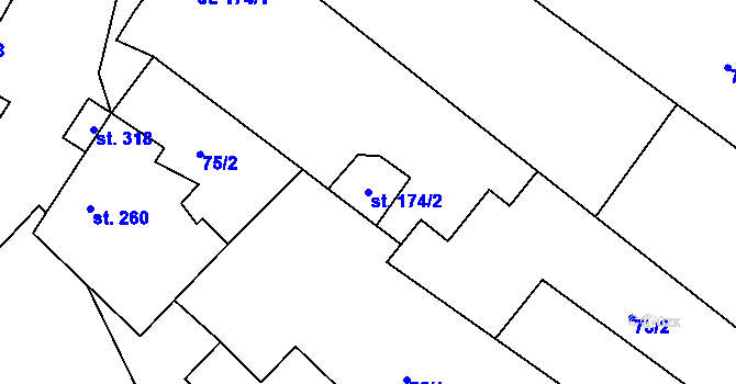 Parcela st. 174/2 v KÚ Tištín, Katastrální mapa
