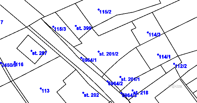 Parcela st. 201/2 v KÚ Tištín, Katastrální mapa