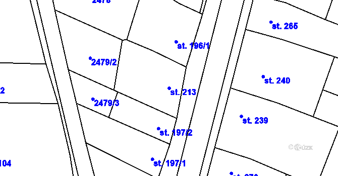 Parcela st. 213 v KÚ Tištín, Katastrální mapa