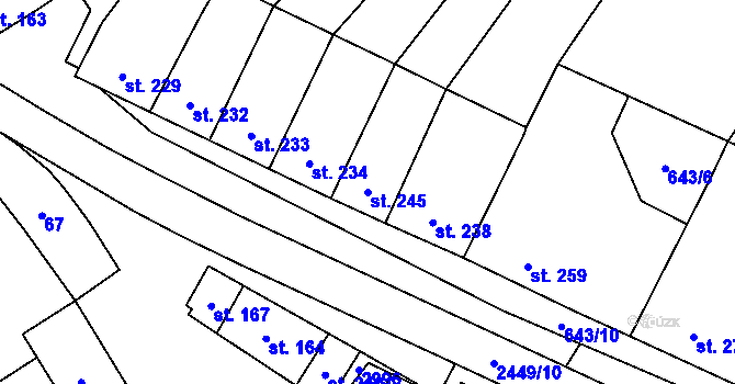 Parcela st. 245 v KÚ Tištín, Katastrální mapa