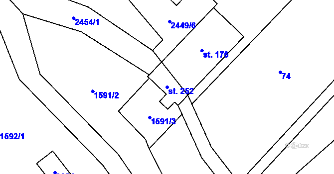 Parcela st. 252 v KÚ Tištín, Katastrální mapa