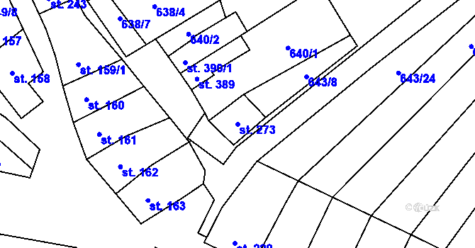 Parcela st. 273 v KÚ Tištín, Katastrální mapa