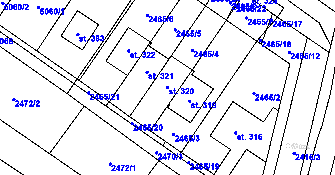 Parcela st. 320 v KÚ Tištín, Katastrální mapa
