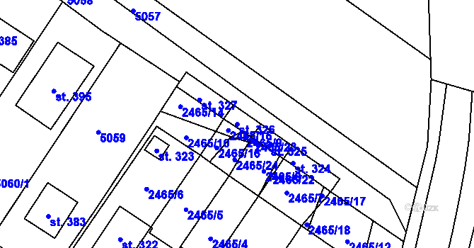 Parcela st. 326 v KÚ Tištín, Katastrální mapa