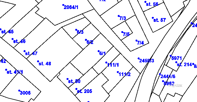 Parcela st. 6/1 v KÚ Tištín, Katastrální mapa