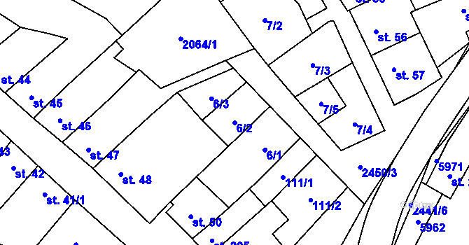 Parcela st. 6/2 v KÚ Tištín, Katastrální mapa