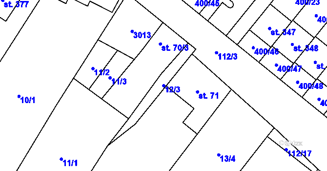 Parcela st. 12/3 v KÚ Tištín, Katastrální mapa