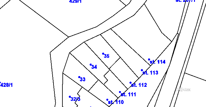 Parcela st. 35 v KÚ Tištín, Katastrální mapa