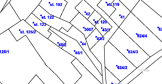 Parcela st. 44 v KÚ Tištín, Katastrální mapa