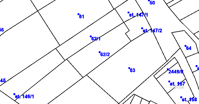 Parcela st. 62/2 v KÚ Tištín, Katastrální mapa