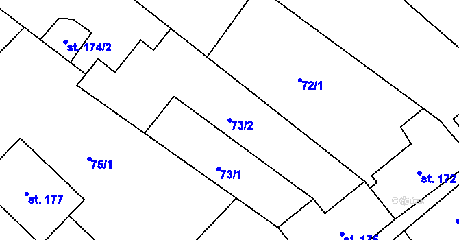 Parcela st. 73/2 v KÚ Tištín, Katastrální mapa