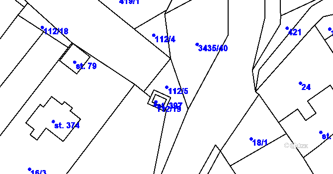 Parcela st. 112/5 v KÚ Tištín, Katastrální mapa