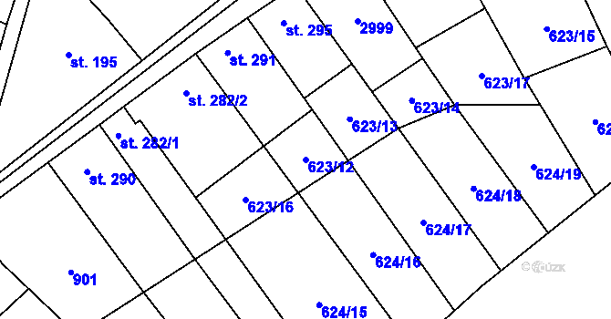 Parcela st. 623/12 v KÚ Tištín, Katastrální mapa